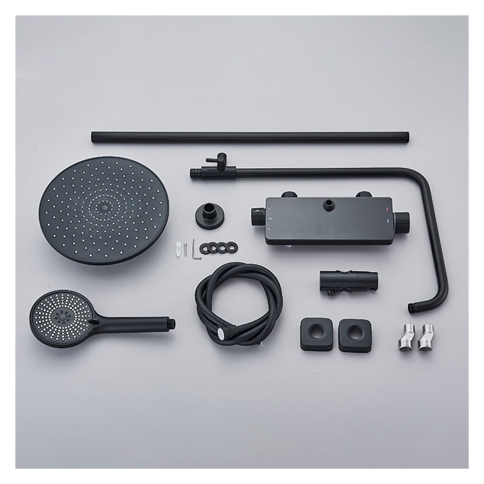 Sistema de ducha de baño con Sistemas de ducha lluvia con pantalla digital LCD, juegos grifos negros, grifo bidé estante baño 3 vías pulverizador para la renovación del baño de la casa(Gun Grey)