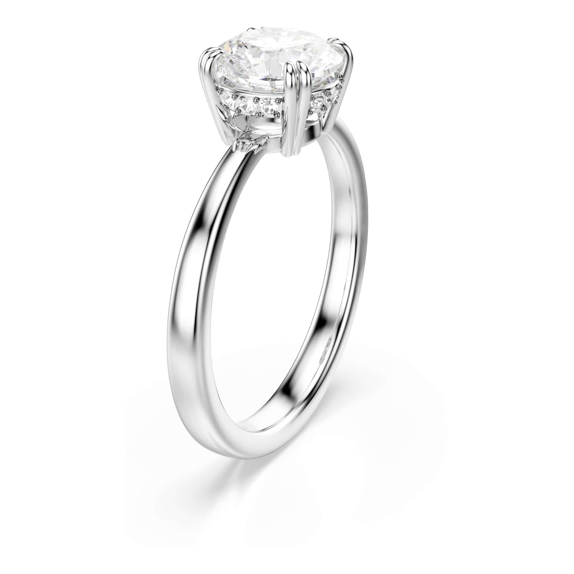 Swarovski Stilla Collezione Anello cocktail, Taglio rotondo, Bianco, Finitura tonalità argento