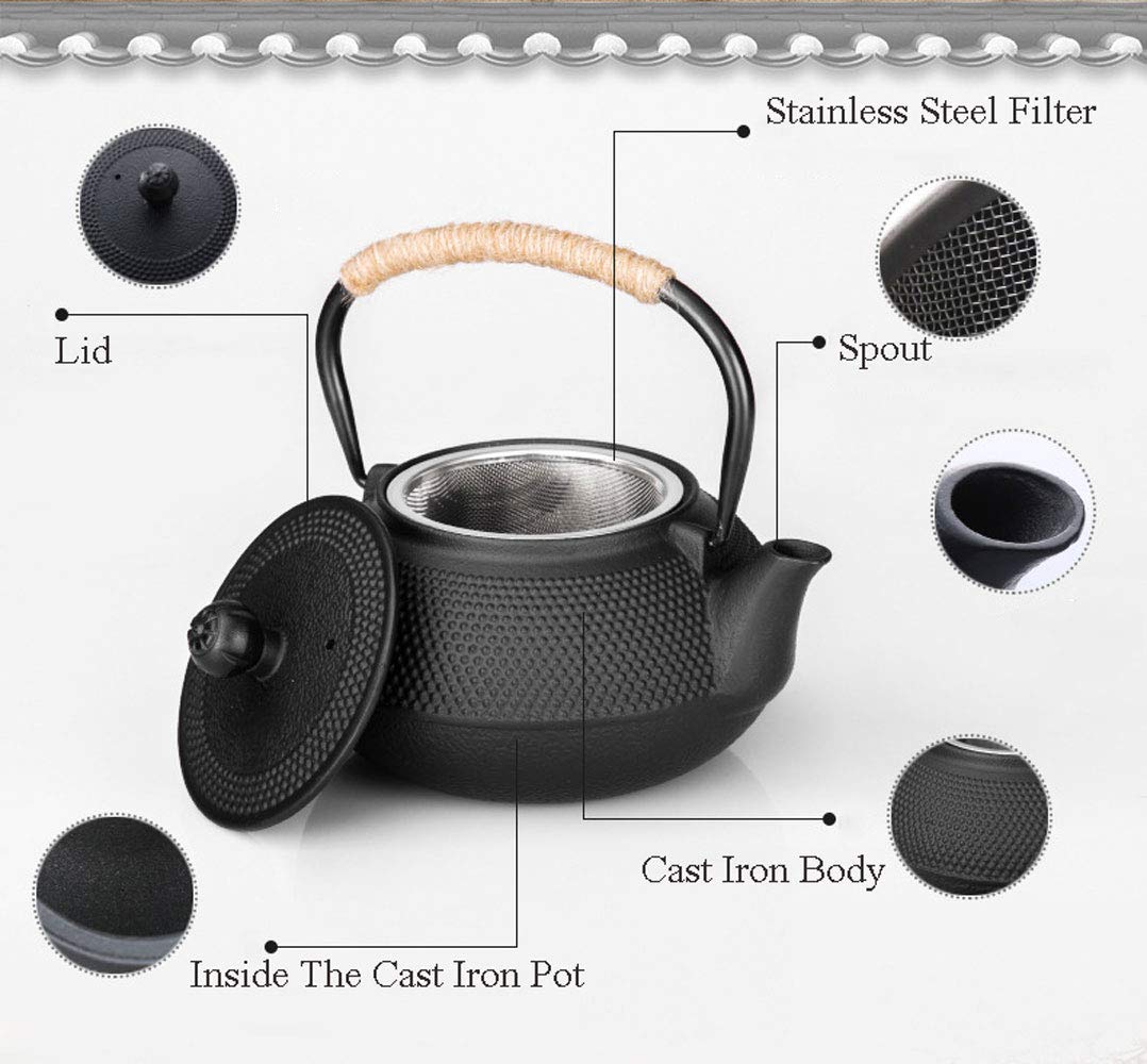 Grande théière en fonte avec infuseur en acier inoxydable pour thé en vrac 1200 ml