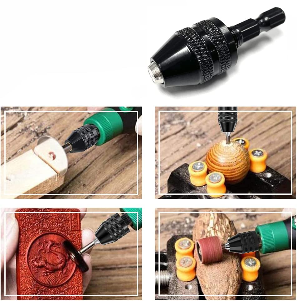 2 Mandrins Sans Clé 6,35mm - 0,3-6,5mm - Changement Rapide - Pour Perceuse Et Visseuse - Argent Et Noir