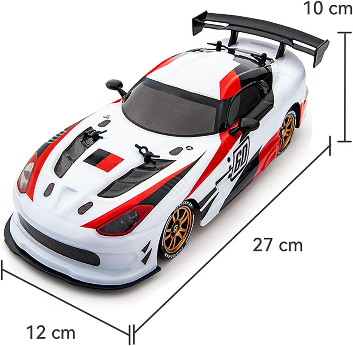 Plastic 1/16 Remote Control Four Wheel Drive Drift Car Q116 360 Drifting RC Racing Vehicle 370 Brushed Motor Lights Battery RTR Hobby Grade Model for Adult Hobby(White)