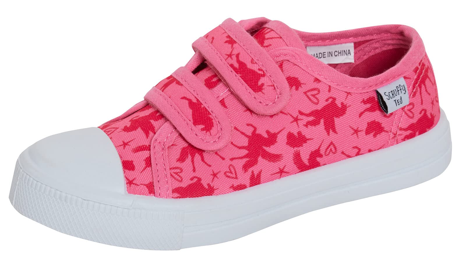 Girls Unicorn Canvas Shoes Kids Pink Trainers Easy Fasten Casual Pumps Plimsolls with Bumper Toe