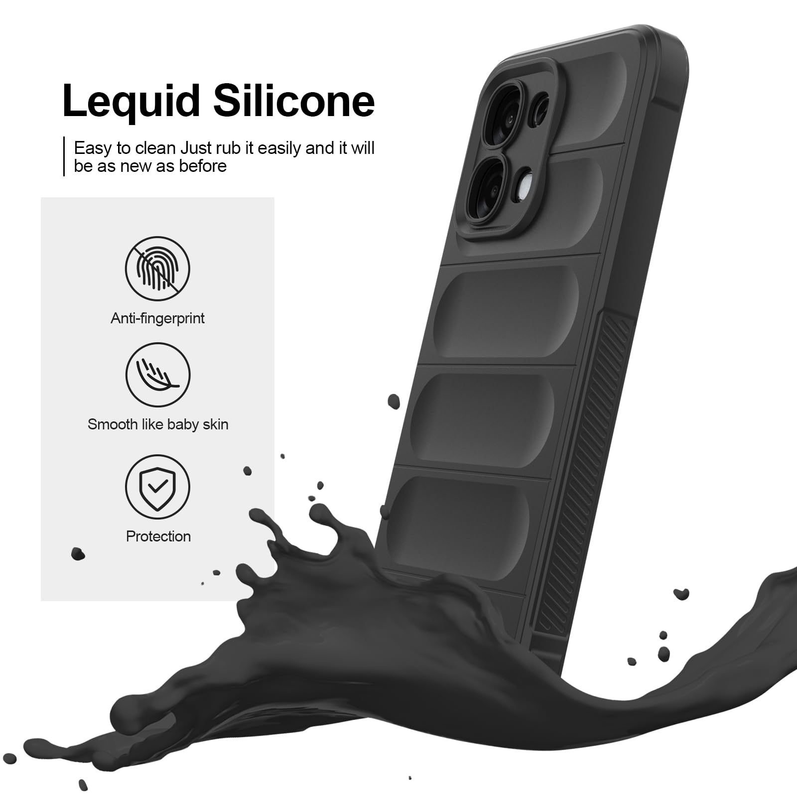 Silicone Case Compatible with Oppo A6 Pro, Anti-Scratch Microfiber Lining, Shockproof Case with Camera Protection, Black — view 4
