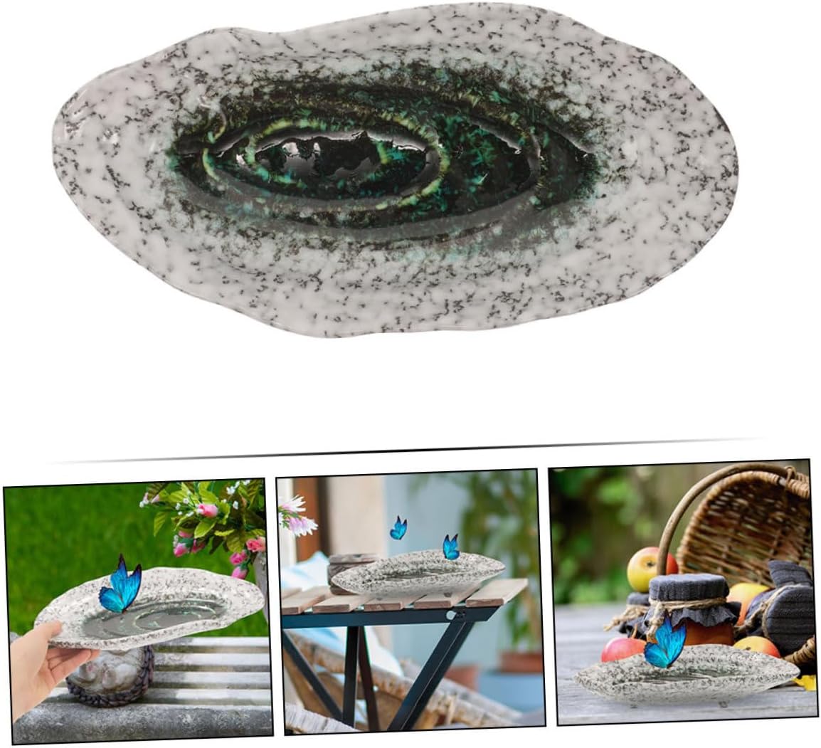 BESPORTBLE Ceramic Butterfly Feeder Tray Unique Shape Outdoor Feeding Dish for Garden Decor Sturdy and Natural Water Puddle for Butterflies