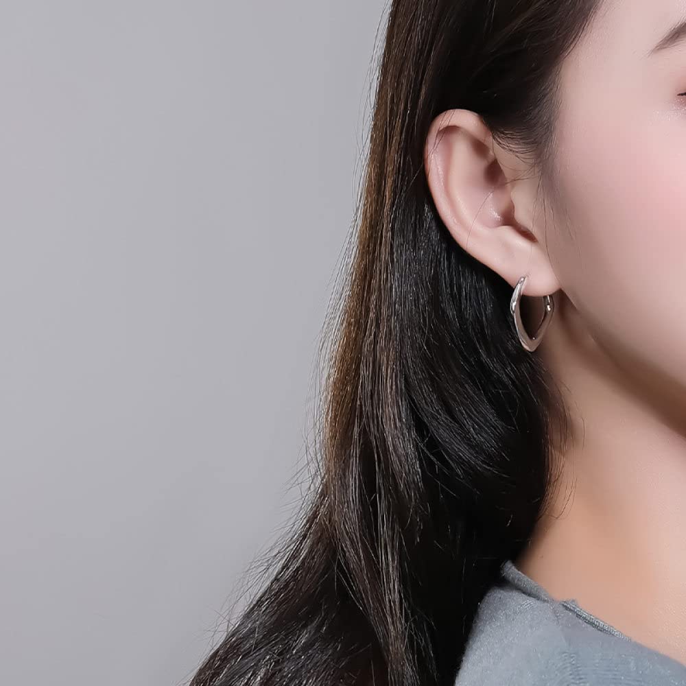 MIDJ Silber Ohrringe Damen 925,Schicke Unregelmäßige Creolen 925Er Sterlingsilber Silberohrring Kreistropfenohrringe Für Damen Mädchen Party Büro Urlaub Liebhaber Geschenke Edelsteinschmuck