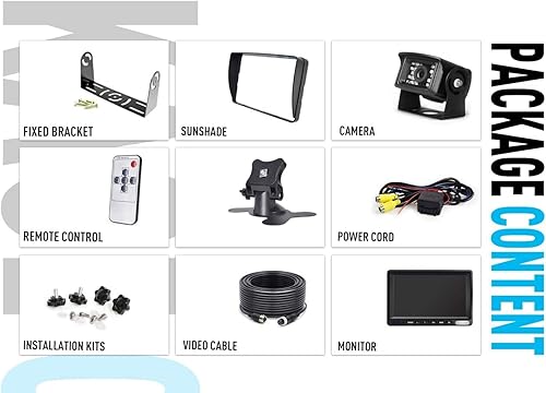 Miniatura 4 de ZEROXCLUB Kit de cámara de visión trasera, sistema de cámara de reserva con cable, monitor de 7 pulgadas, IP69, impermeable, visión nocturna IR de