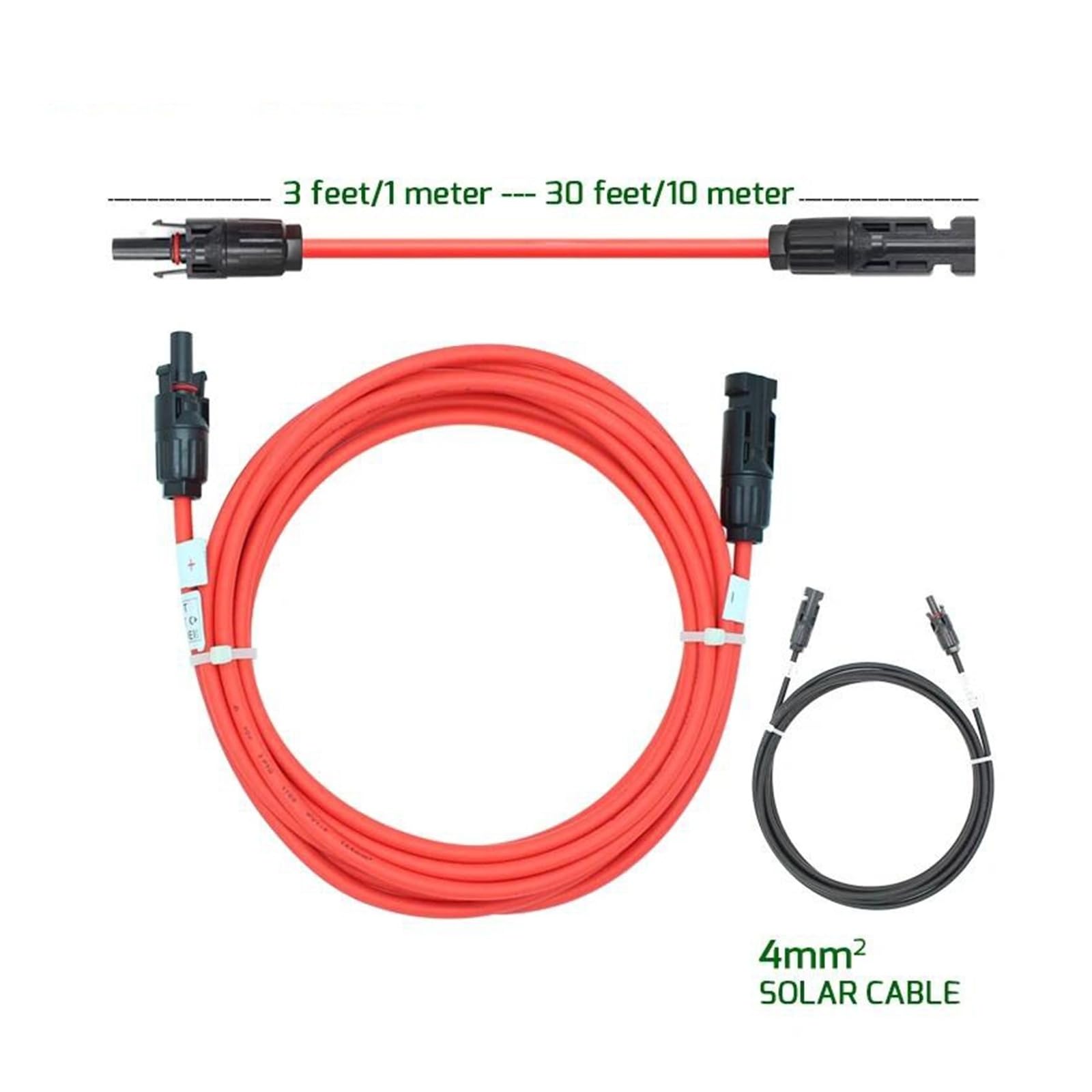 Solarkabel 1 Teile/los 1-5 Meter Schwarz/Rot Power Solar Verlängerung Kabel 4.0mm2/12AWG mit PV DC Stecker verwendet in Solar Panel System(Black 4 Meters)