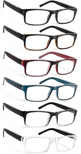 Miniatura 7 de Paquete de 6 lentes de lectura tradicionales para hombres y mujeres con bisagras de resorte