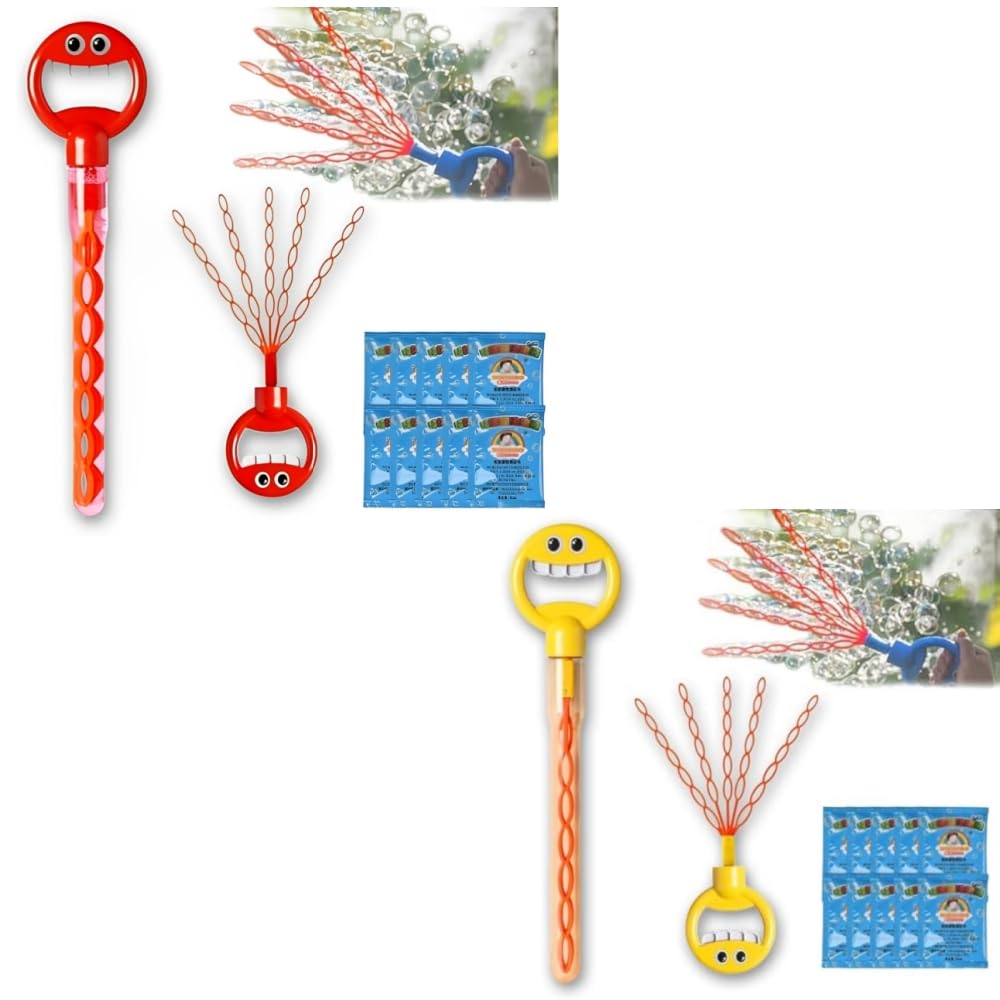 32-Hole Five-Claw Bubble Wand, 5 Claw Smiley Interactive Toys, 2025 New Bubble Sticks For Kids Handheld Blower, Outdoor Toys Party Games For Kids Birthday Camping Party Favors Activity (2pcs C) — image 1