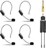 Sistema de microfone sem fio para 4 pessoas, fones de ouvido sem fio de 2,4 G, microfones de mão 2 em 1, ideal para alto-falantes, amplificador de voz, sistema de PA, professor, guias