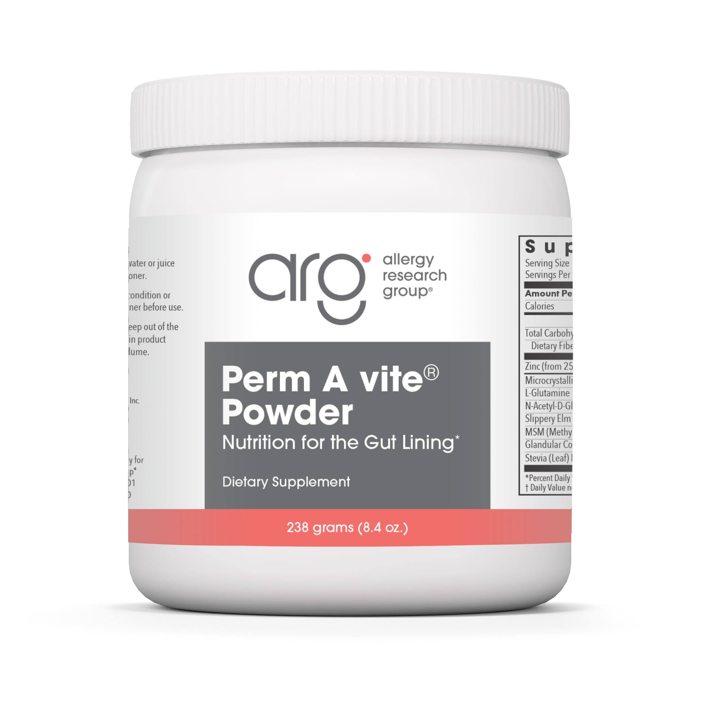 - Allergy Research Group Perm A Vite Powder - Gut Health for Men & Women, L-Glutamine, Slippery Elm - 8.4 Oz