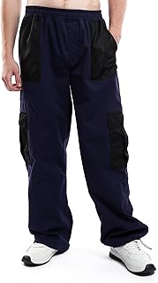 Ravin Mens Navy Blue Wide Cargo Pants with Black Waterproof Pockets Pants