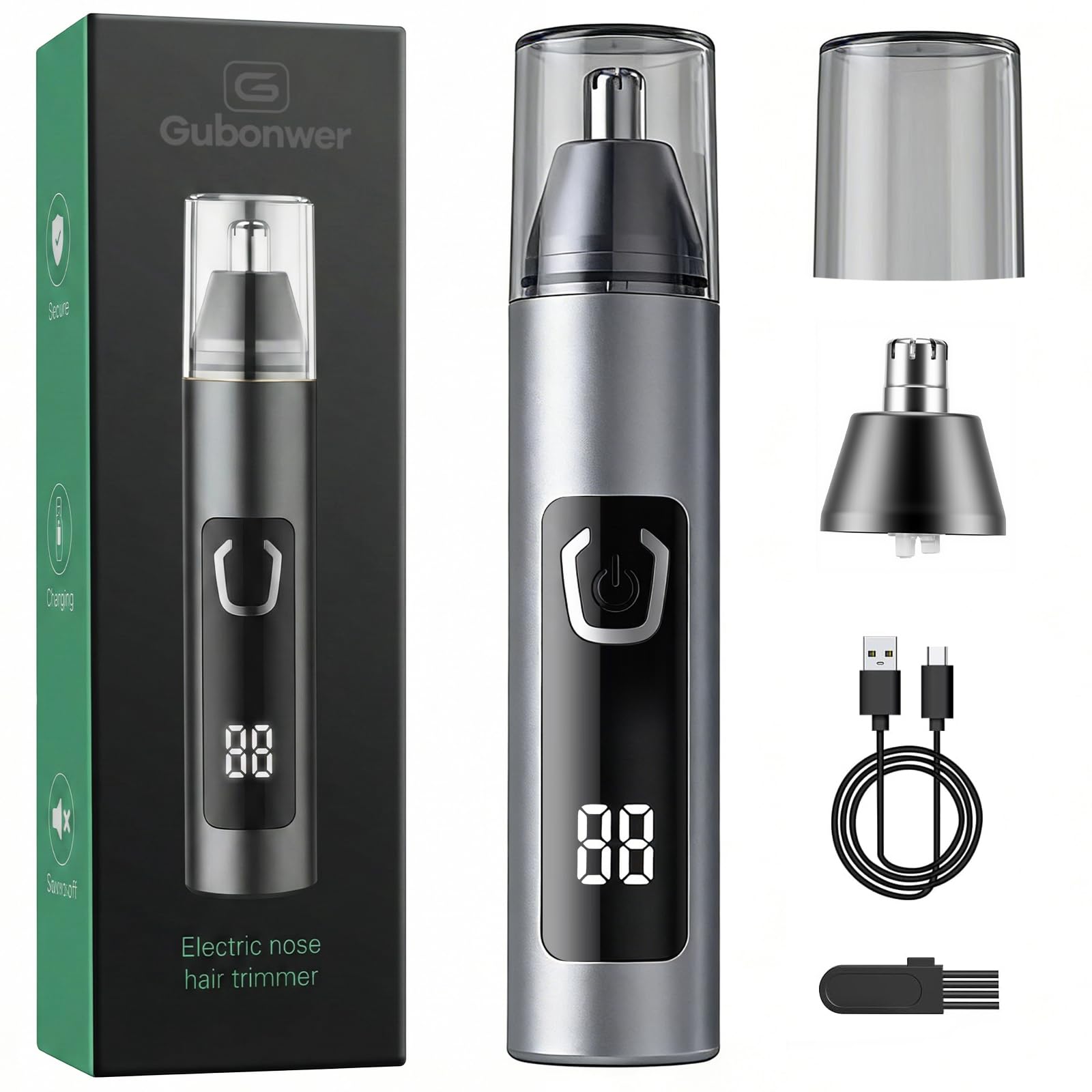 Electric Nose Hair Trimmer for Men Women Nose Ear Hair Trimmer USB-C Charge Low Noise Ergonomic Design Digital