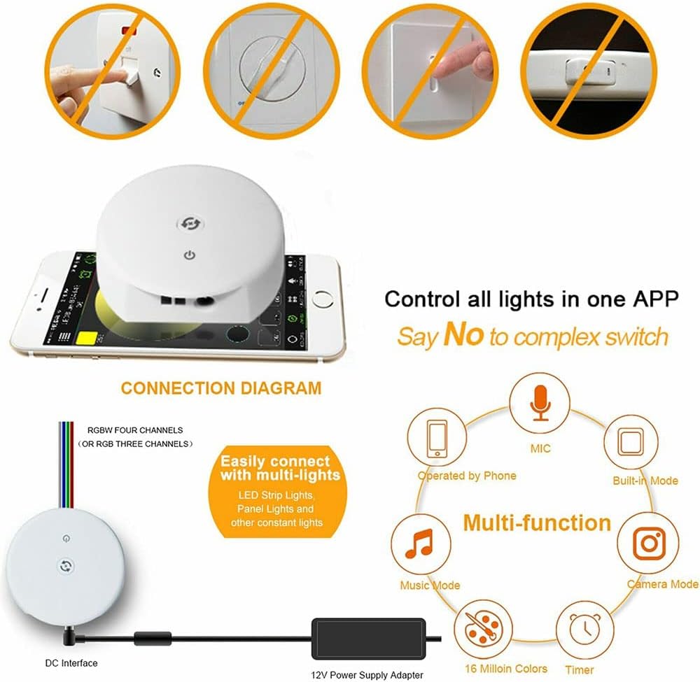 DC12-24V RGB RGBW UFO Wireless Bluetooth 16 Million Colors iOS Android LED Controller Timing Function Group Control Music Mode