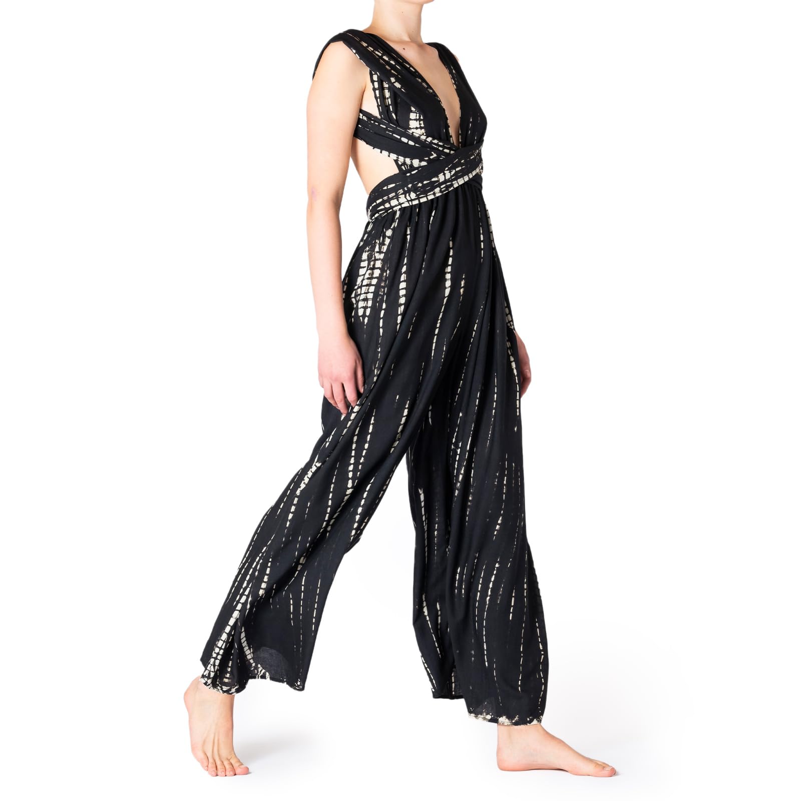 PANASIAM Infinity Hosenkleid Tie-Dye – eleganter Damen Batik Jumpsuit, Wickel Hosenrock mit weiten Beinen - Party, Urlaub, Hochzeit