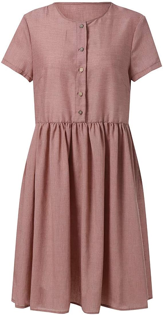 Amazon Co Jp Tシャツワンピ ワンピース レディース Kukoyo 春夏秋 チュニック 半袖 シャツワンピース 膝丈 無地 Aライン ドレス ボタンダウン シンプル ゆったり 体型カバー 着痩せ ファッション 森ガール 大人 可愛い 普段使い 通学 通勤 発表会 お呼ばれ 服