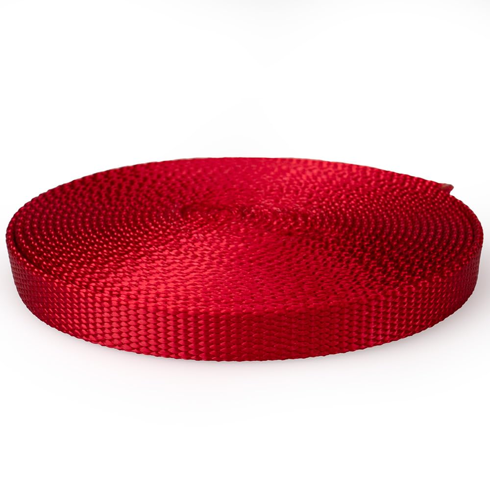 Rope and Cord Nylon Webbing – 1/2 in. Multipurpose Webbing for Cargo Straps, Pulley Lines, and More! – Red, 5 Yards