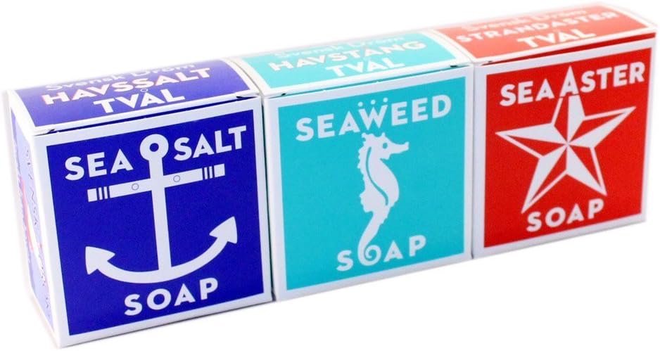 Swedish Dream 3 Pack Mix Set (Sea Salt + Seaweed + Sea Aster) Soap Bar 4 oz USA