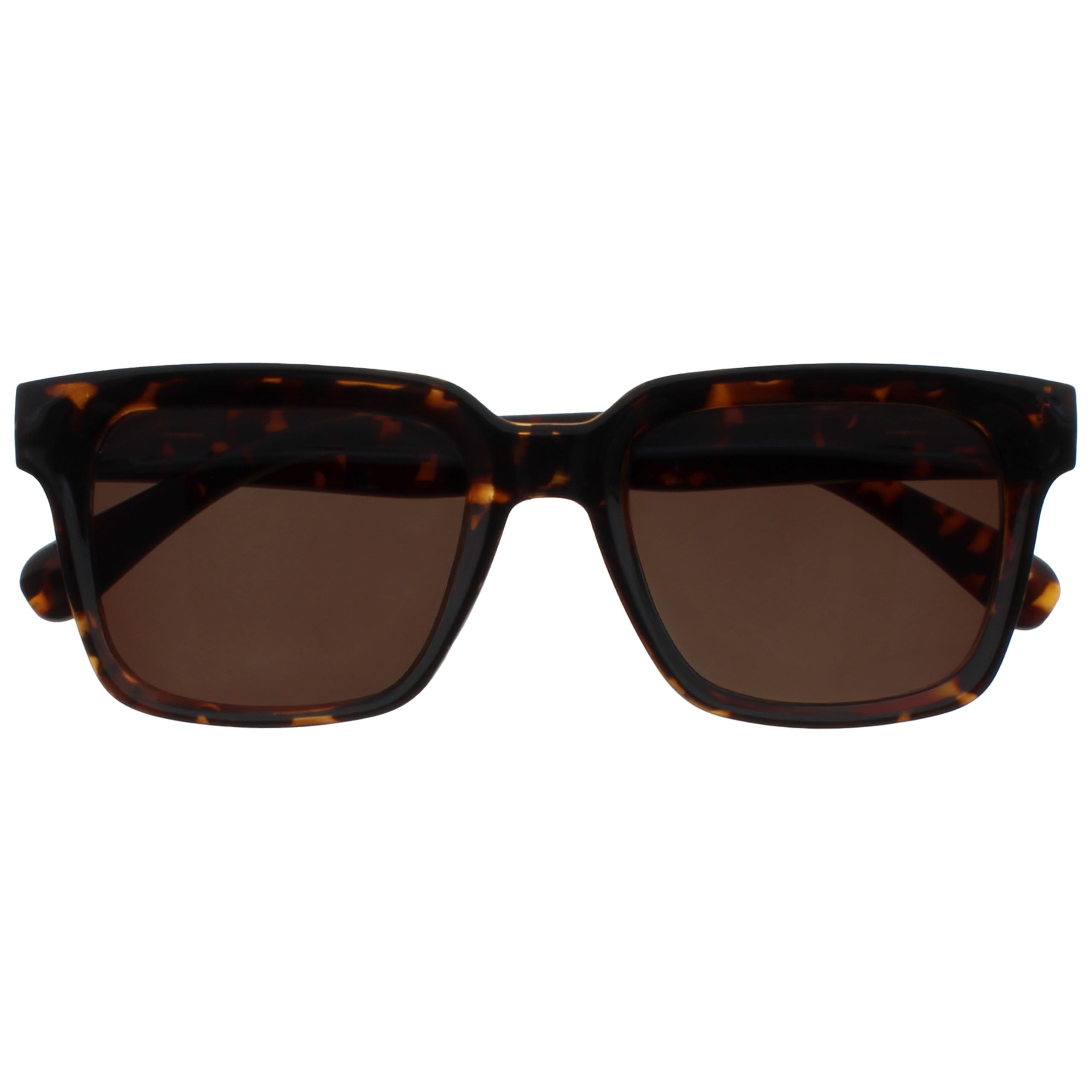 OPULIZE ERA Sunglasses for Men & Women - Brown Tinted Lens - Anti - reflective Polarised Lenses With UV400 Protection - Oversized Rectangular Frame - Brown Tortoiseshell +0.00