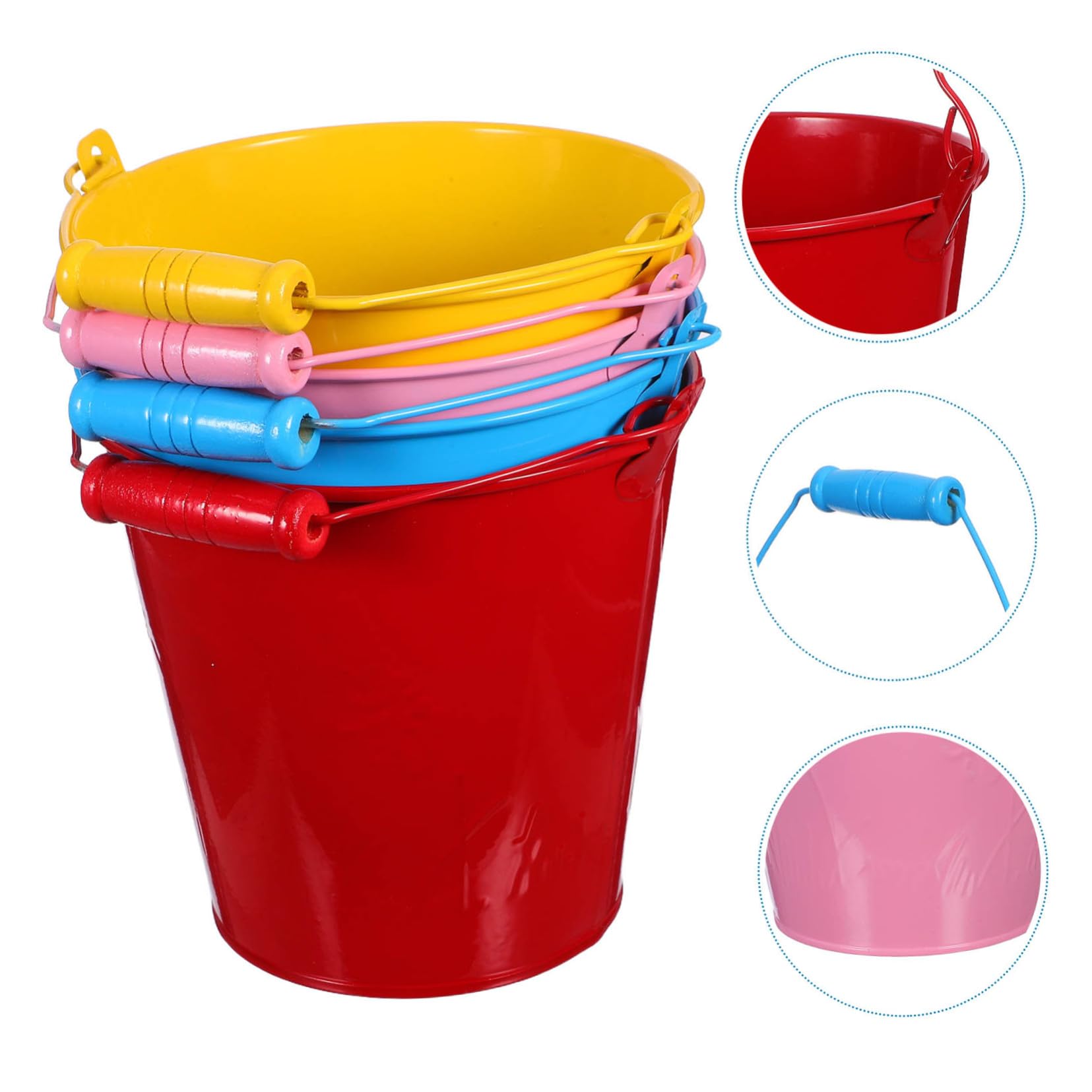 4 pezzi Secchielli da Spiaggia per Colorati Mini Secchielli Leggeri per Giochi di Sabbia e Mare Giocattoli Divertenti per Ragazzi e Ragazze per Attività Creative e Coordinazione