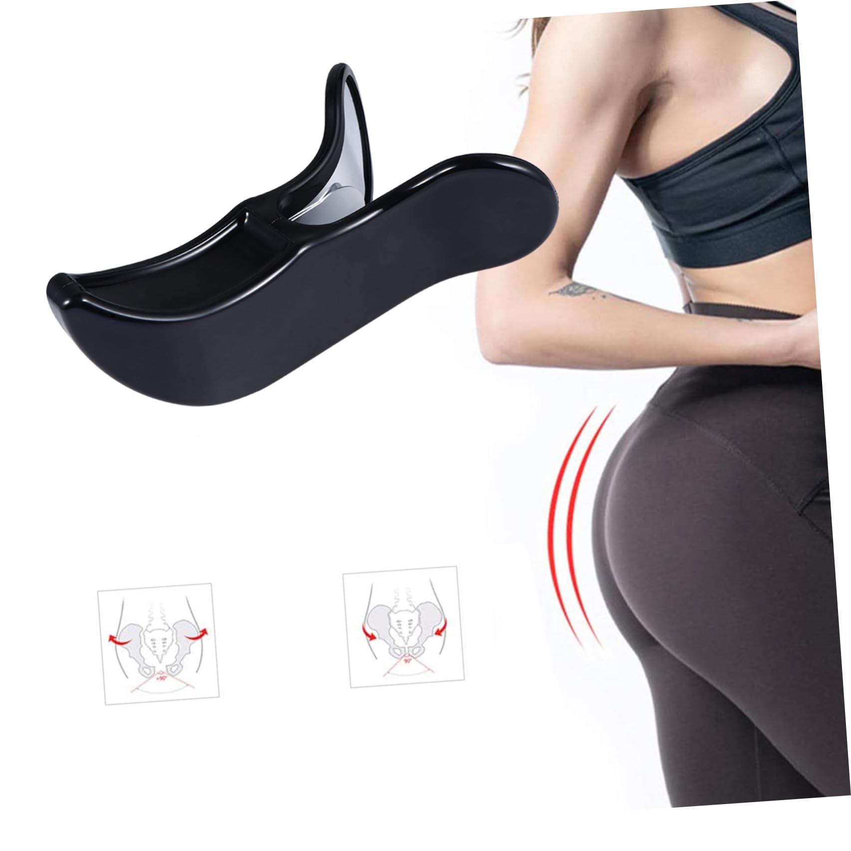 GANAZONO Entrenador de Glúteos Ergonómico Negro, Ejercitador de Músculos Cadera, Material Duradero, Ligero para Entrenamiento en Casa y Fortalecimiento Muscular