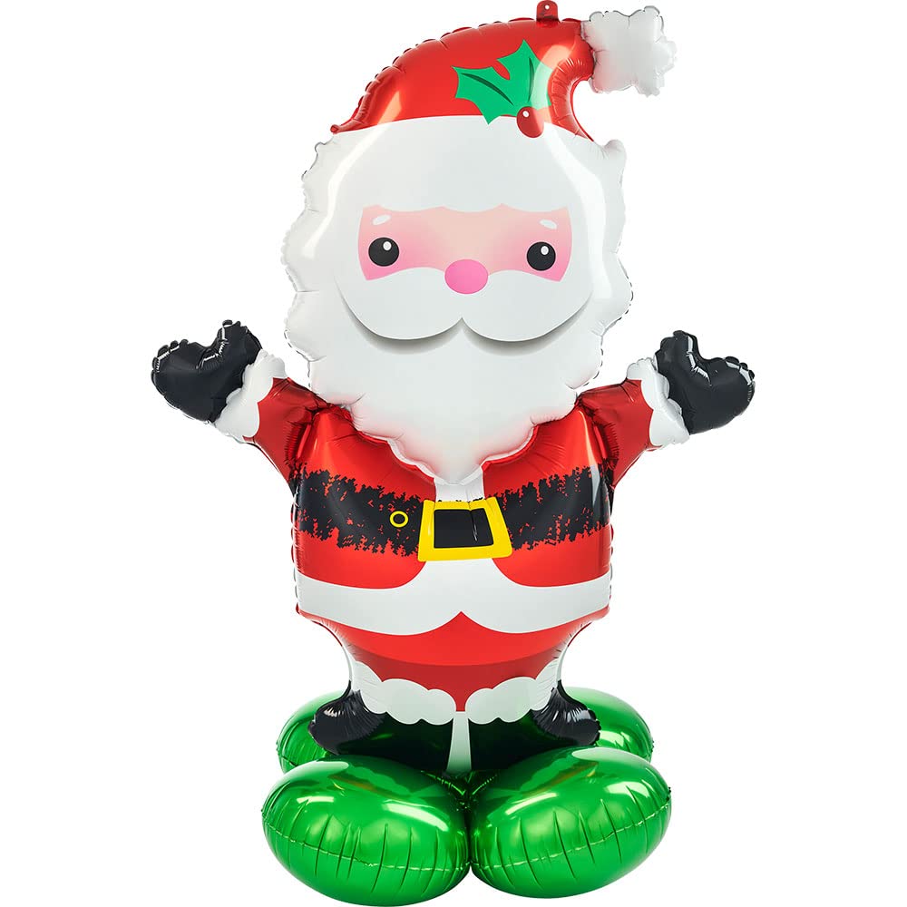 Amscan AirLoonz Santa Claus Folienballon – XXL Weihnachtsdeko, 101 X 114 Cm, Wiederverwendbar