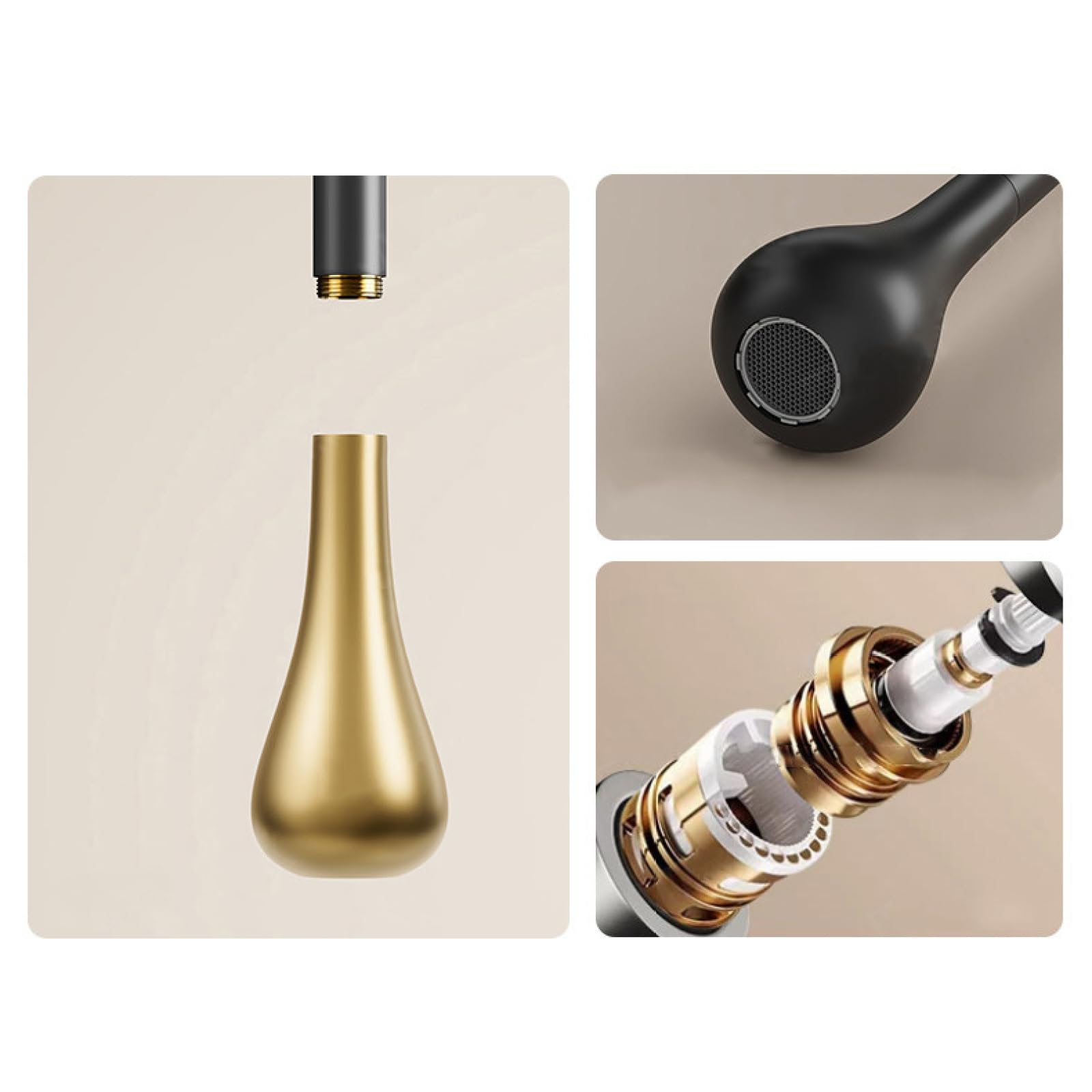 Rubinetto per Lavabo A Forma Di Goccia D'Acqua Oro Nero
