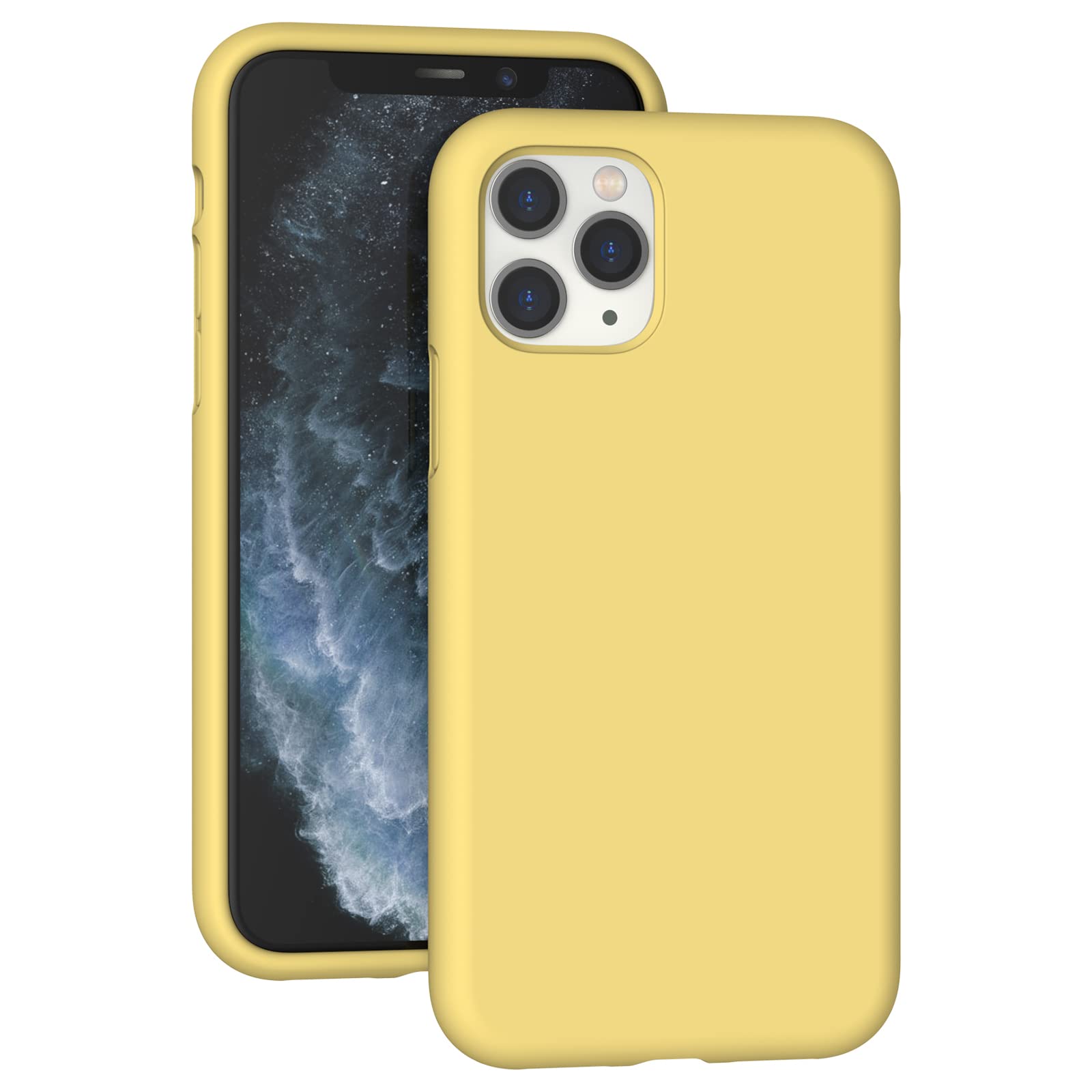K TOMOTOCompatible with iPhone 11 Pro Max Case 6.5 Inch, Full Body Protection Liquid Silicone Gel Rubber Cover with Microfiber Lining, Thick Shockproof Protective Phone Cases, Yellow