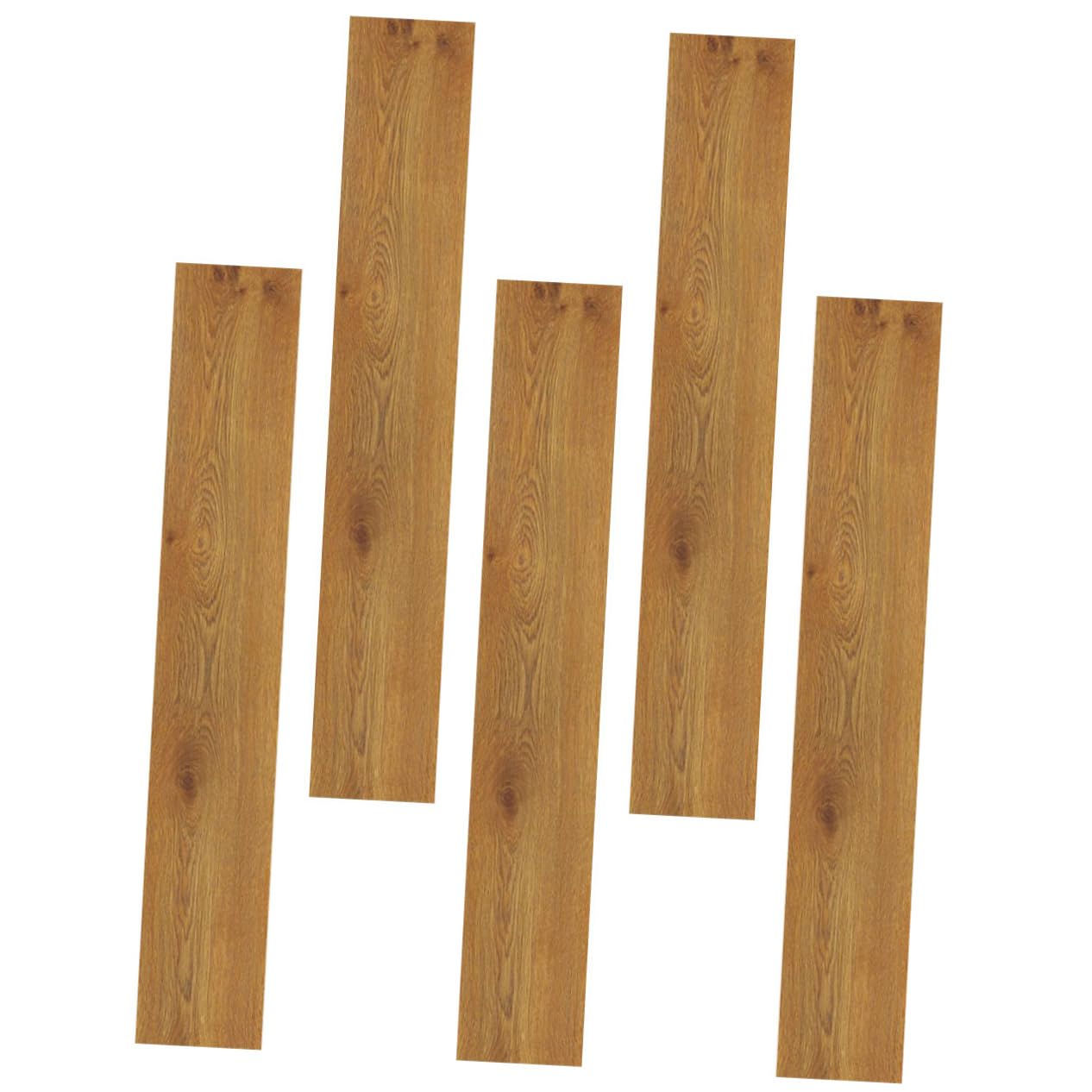 Uonlytech 5pcs Peel and Stick Floor Sticker Self-Adhesive Wood Grain Vinyl Tile Easy to Install for Living Room Bedroom Kitchen and Removable Home