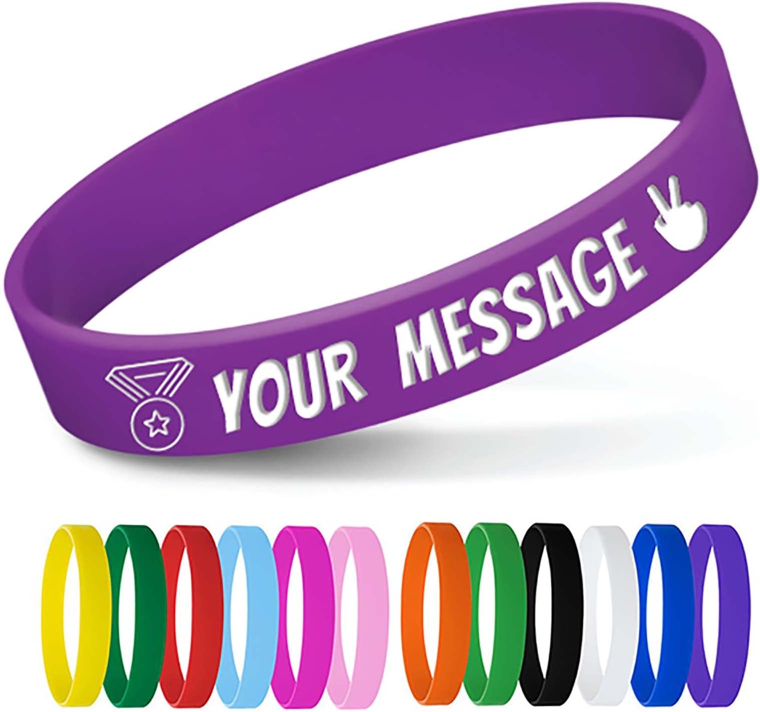 Personalized Silicone Wristbands Bulk with Text Message Custom Rubber Bracelets Customized Rubber Band Bracelets for Events, Motivation,Fundraisers, Awareness,Purple
