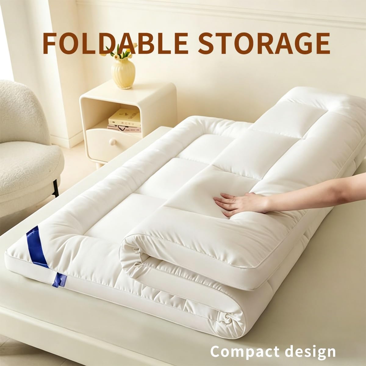 OBONG Topper Matrimoniale 180x200 Topper Materasso Trapuntato Alto 7cm Imbottitura Alternativa alla Piuma Coprimaterasso Respirabile con Bande Elastiche(TWIN-90 * 200cm)