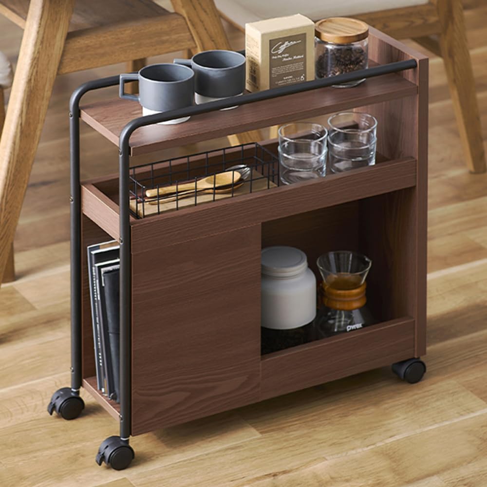 Iris Ohyama DWG-196 Dining Wagon, Kitchen Wagon, Gap Storage, Slim