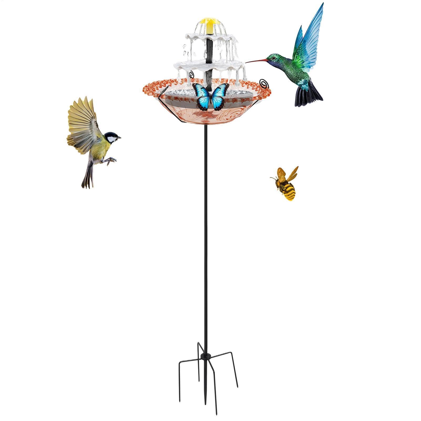 Fontana per Uccelli ad Energia Solare Abbeveratoio per Uccelli Blu da | Contenitore per Cibo per Passeri Per Amanti Della Natura Giardinieri Cortile Balcone Terrazza Prato Giardino Antist