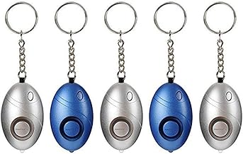 AMATHINGS Pack of 5 Pocket Alarm Keychains with LED Light, Panic Alarm, Self Defense Keychain, Handbag Alarm, Suitable for Any Age Group