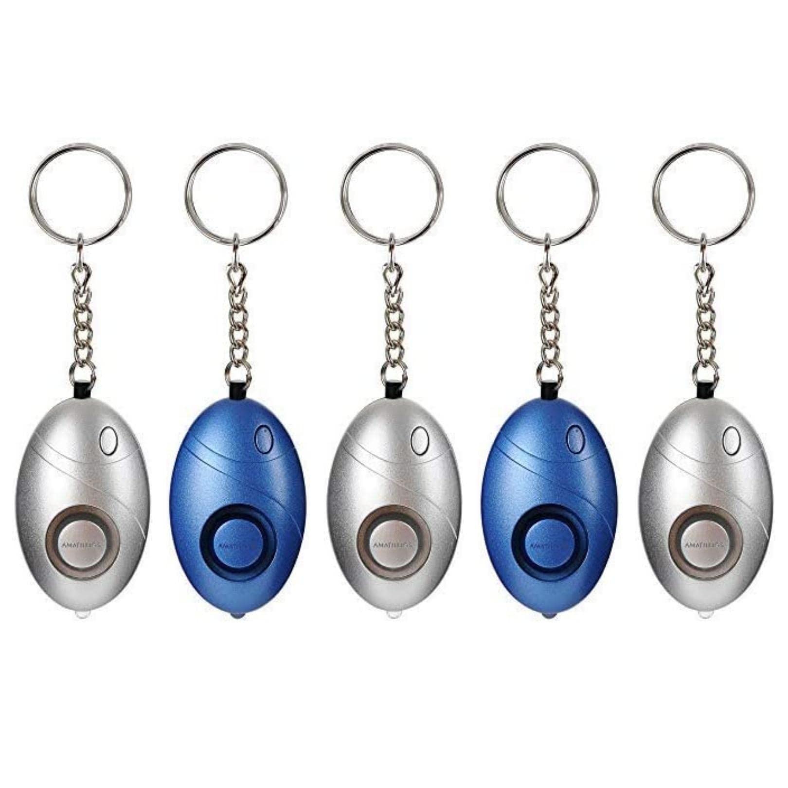Lot de 5 porte-clés alarme de poche avec lumière LED - Autodéfense pratique