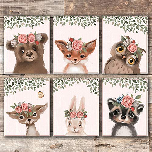 Woodland Animals Nursery Wall Art Prints (Set of 6) - Unframed - 8x10s