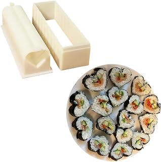 3-Piece Heart Sushi Maker Mold Sushi Making Kit for Beginners Rice Roll Maker Sushi Cutter Plastic Sushi Making Tools Sushi Mold Press Easy Sushi Maker Homemade DIY Sushi Roll Kit Tool Kitchen Utensil