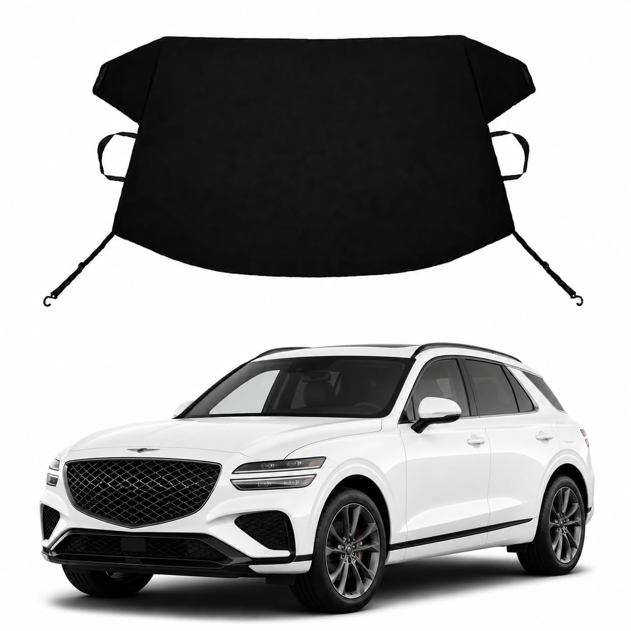 GV70 Custom Windshield Cover for Ice and Snow Genesis GV70 Heavy Duty 600D Oxford Fabric Windshield Protector Fit Waterproof Frost Snow Cover Winter Car Accessories