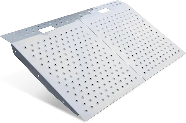 VNN 29" x 48" Shed Ramp for Riding Mower & Lawn Equipment | 1500 LB Capacity Anti-Slip Punch Plate Ramp for ATV, Motorcycles, Garages & Barns (2PC)