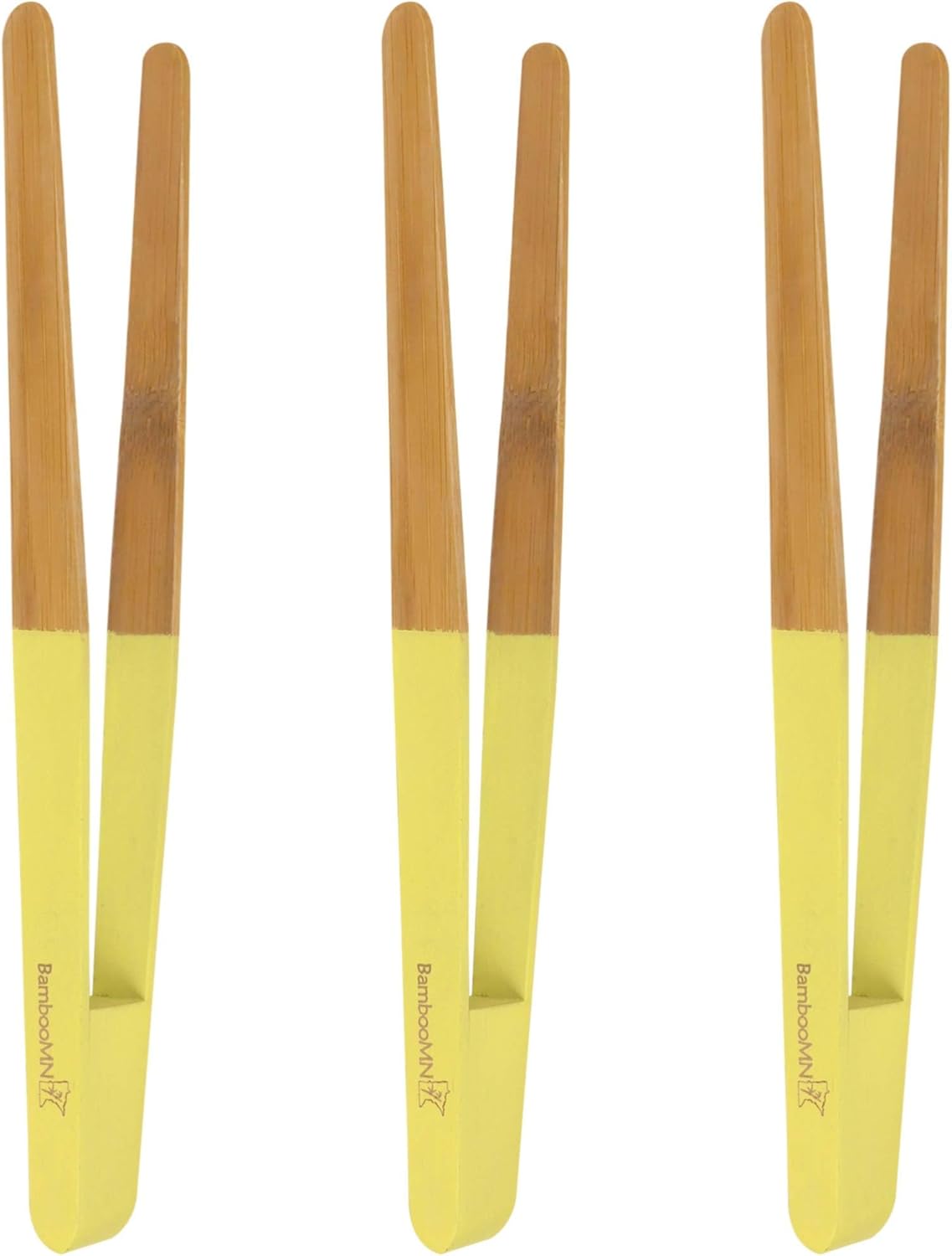 BambooMN Premium 10" Reusable Bamboo Kitchen "A" Toast Tongs For Cooking & Holding - Red - 30 Pieces
