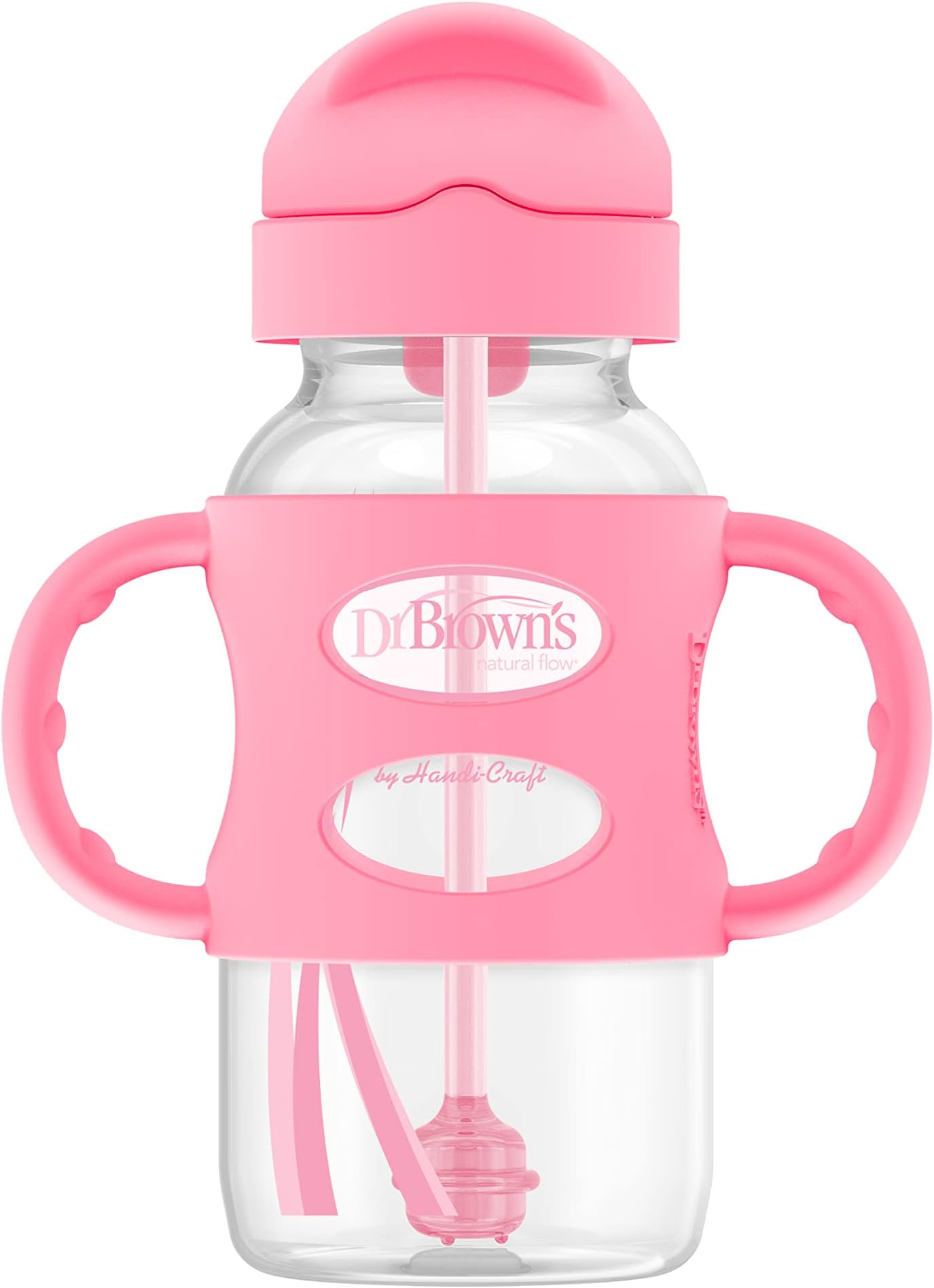 Milestones™ Wide-Neck Sippy Straw Bottle with 100% Silicone Handles, 9oz/270mL, Pink, 1 Pack, 6m+