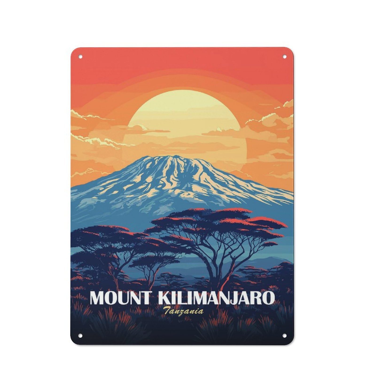 Junmoney Style-11 Mount Kilimanjaro Tanzania Landscape Art Retro Metal Sign 40X30cm For Garage Or Workshop, With Clear Retro Wall Decor Character