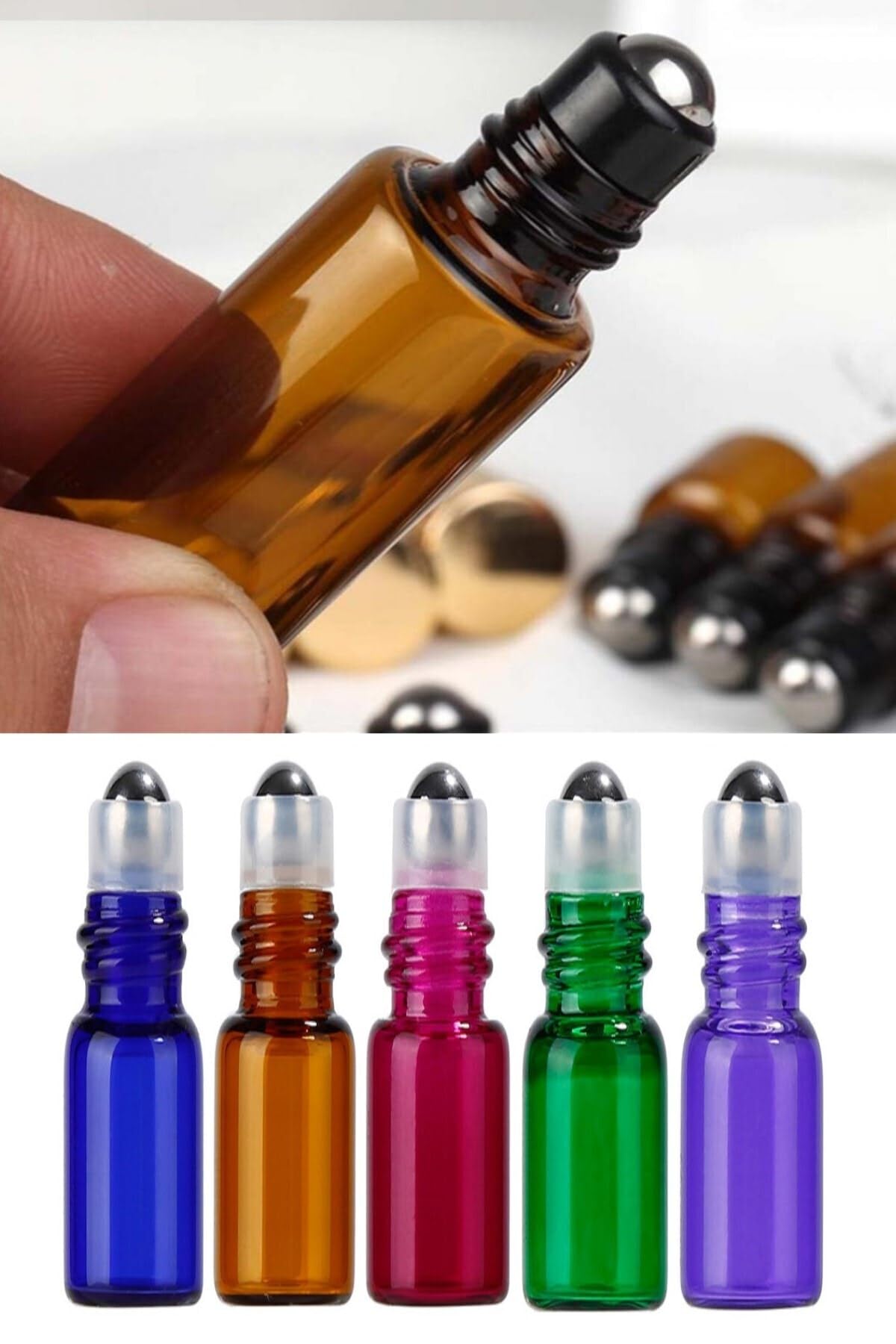 Hyd 5 Adet 20 Ml Amber Roll On Cam Şişe Asorti Karışık Renk