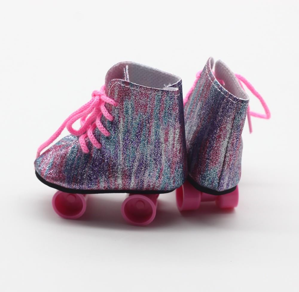 Pattini a rotelle per Bambola da 18 Pollici, Scarpe da Pattinaggio su Ghiaccio per Bambola Americana da 46 cm, Accessori per Costume (#F)