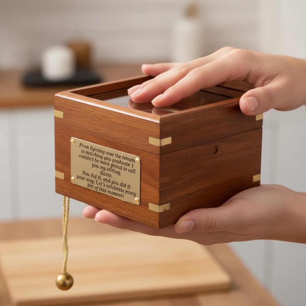Antique Brass Gimbal Compass with Wooden Box – Personalized Engraved Compass Gift for Men – Custom Graduation, Father’s Day, Anniversary, Retirement Gift for Husband, Boyfriend, or Dad