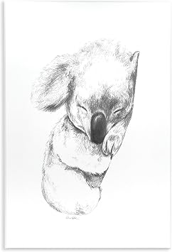 Cute Koala Baby Animal Neutral Grey Drawing| Wall Plaque Art