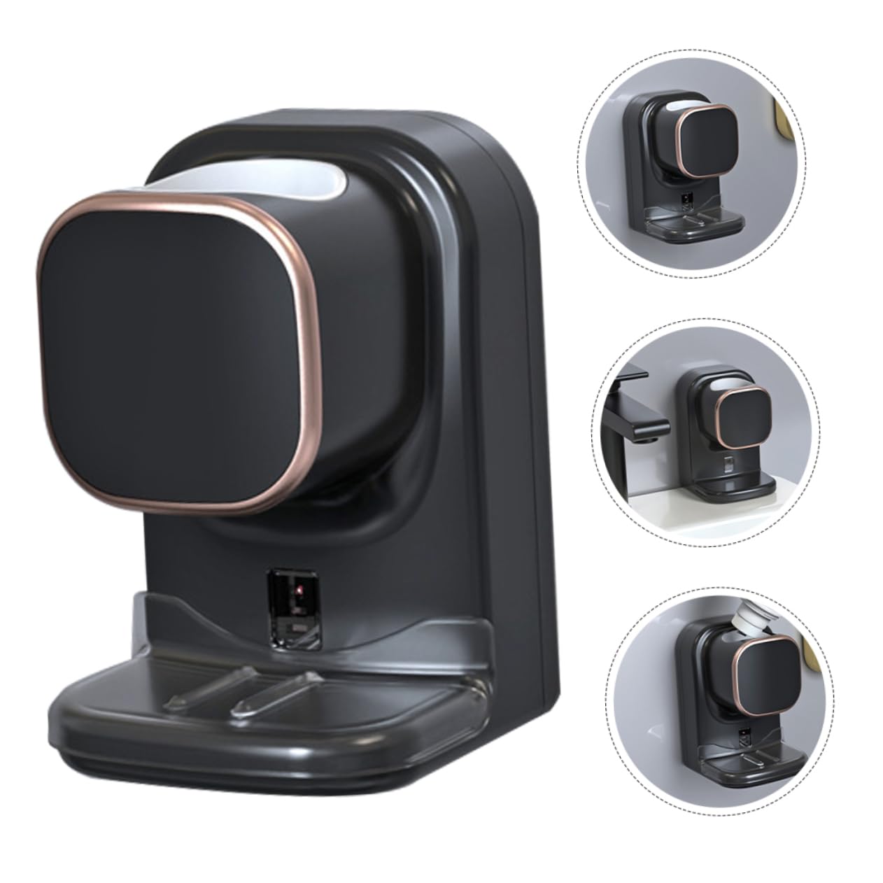 Dispenser Elettrico per Dentifricio Sensore Nero in Plastico | Montaggio senza Fori, Adatto per Crema Mani e Detergente Viso, Cavo USB Incluso