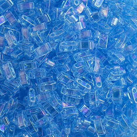 Miyuki TILA Half Cut 5x2.3mm 2 Hole Aquamarine Transparent AB HTL260 50Gms Bulk Bag of Japanese Glass Beads