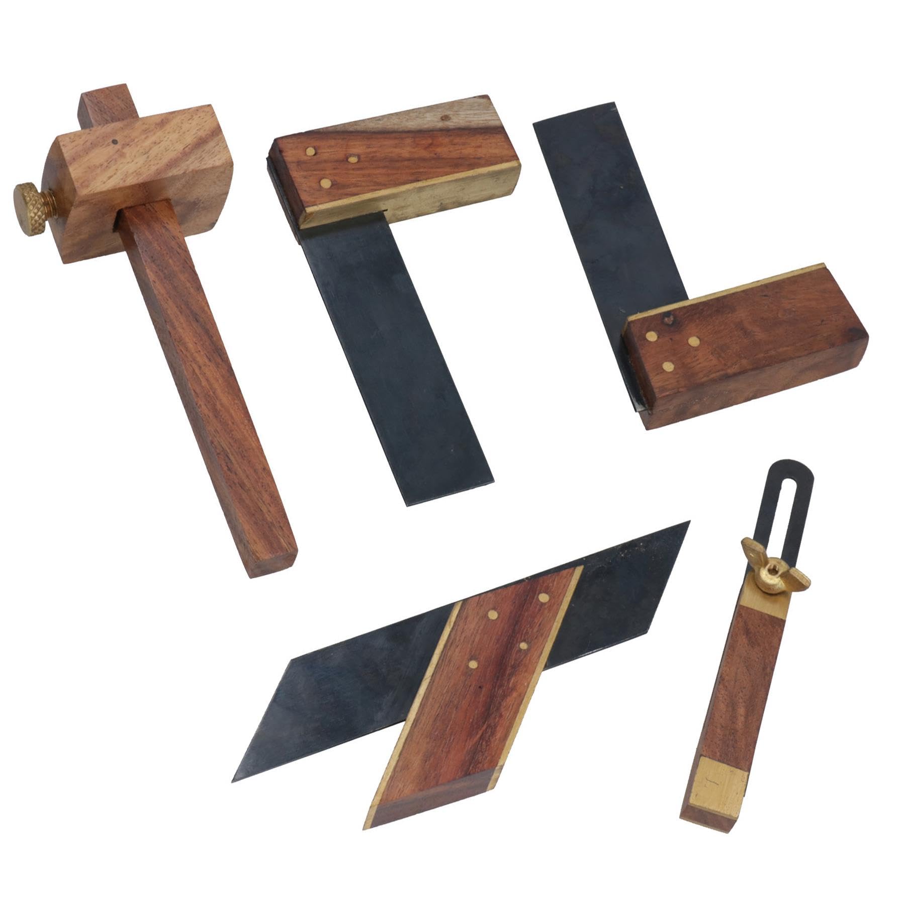 5pc Mini Craft Woodworking Model Tools Carpenter Brass Hardwood Wood TE200