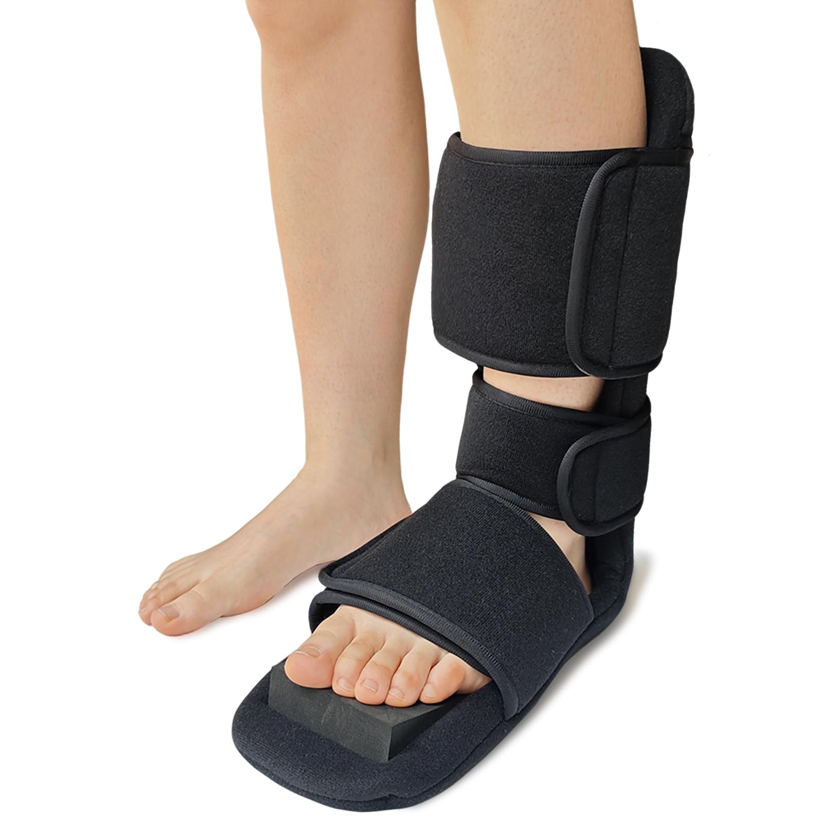 Férula nocturna para fascitis plantar, soporte ajustable de 90° para estabilizar el pie y el tobillo con cuña acolchada suave, bota de estiramiento para tendón de Aquiles, espolones de talón, pie